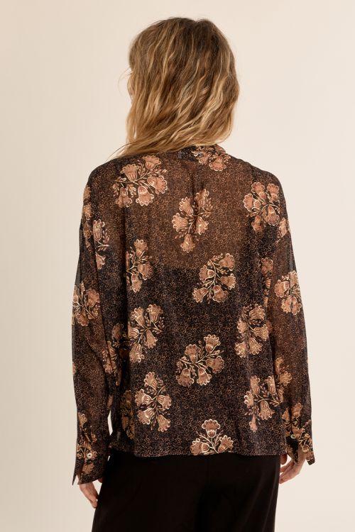 Semi-transparent collar blouse