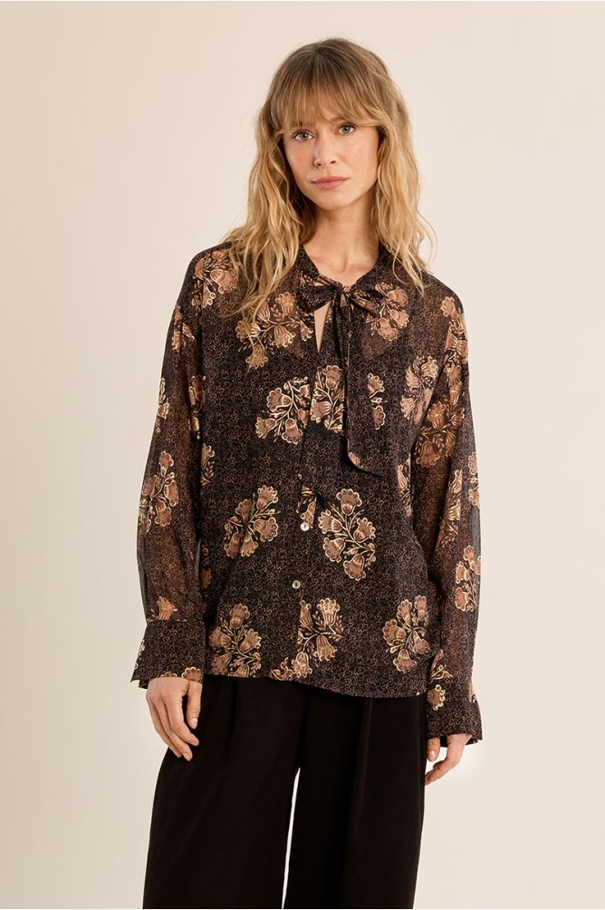 Semi-transparent collar blouse