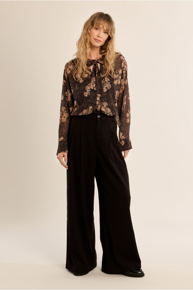Semi-transparent collar blouse