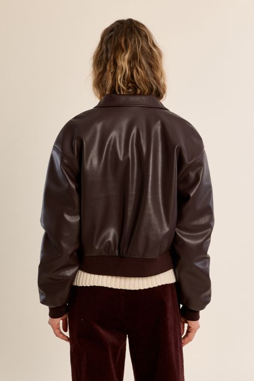 Faux leather bomber jacket