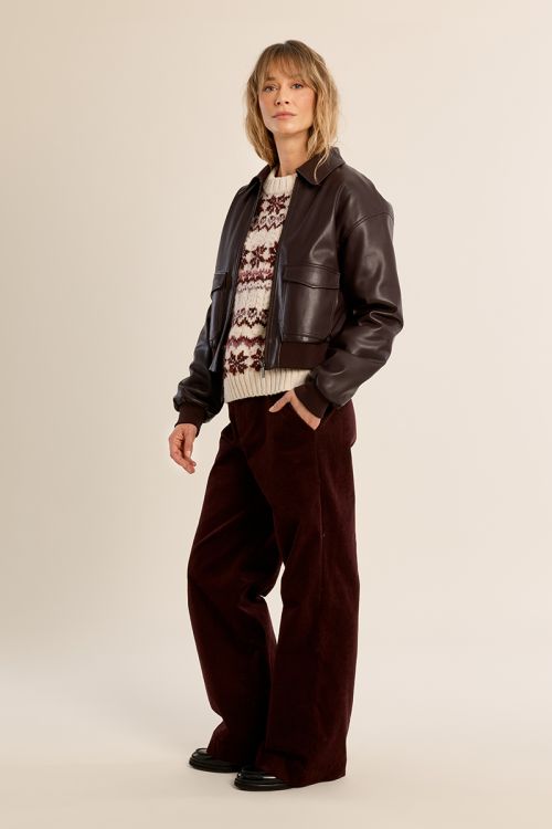 Bomber en simili-cuir