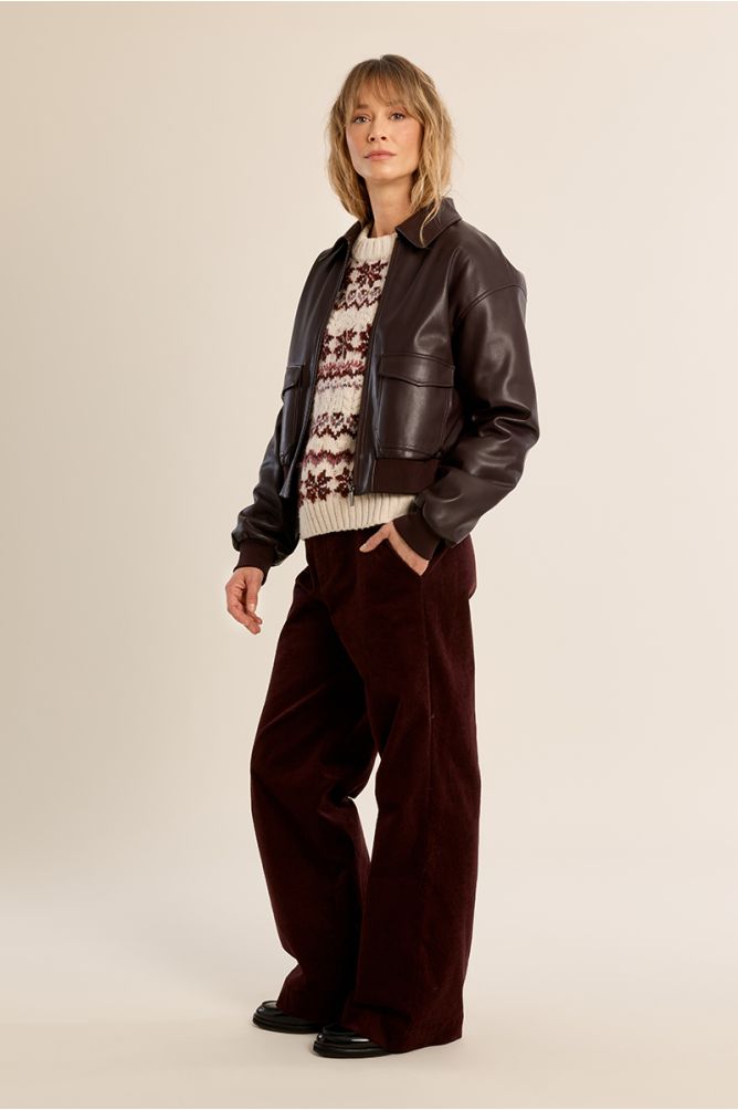 Bomber en simili-cuir