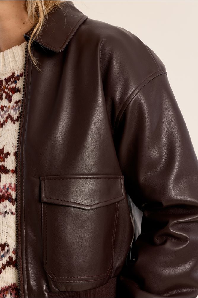 Bomber en simili-cuir