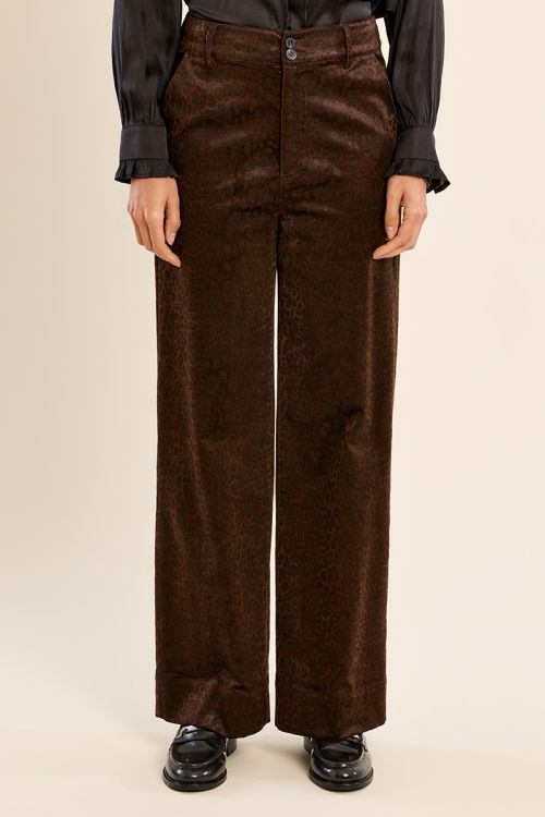 Pantalon satiné imprimé animalier