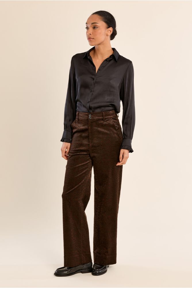 Pantalon satiné imprimé animalier