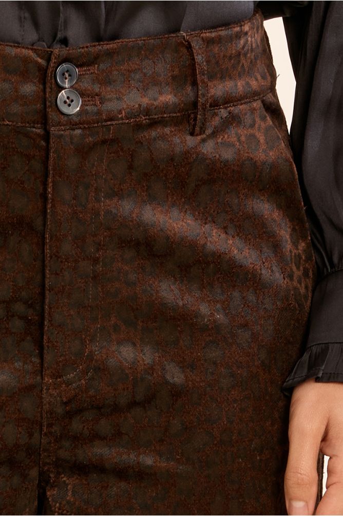 Pantalon satiné imprimé animalier