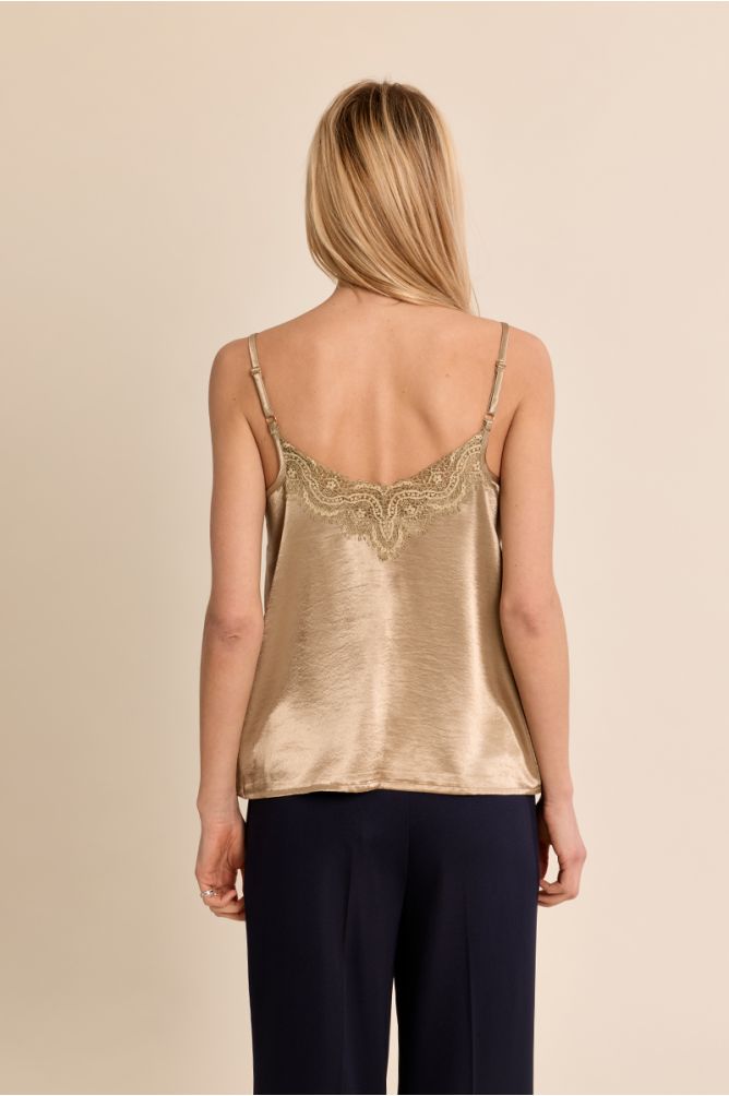 Satin camisole with lace