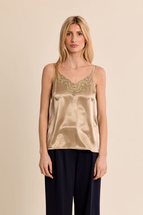 Satin camisole with lace
