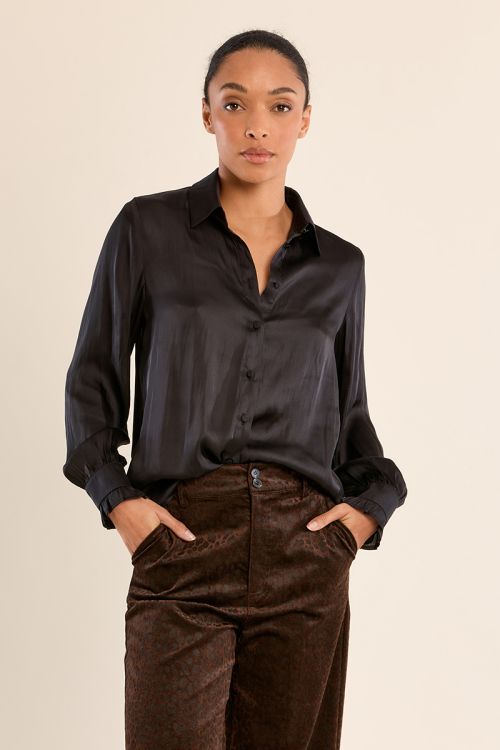Camisa de manga larga satinada