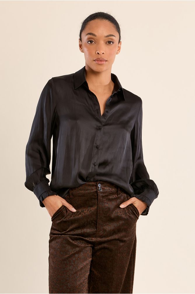 Camisa de manga larga satinada