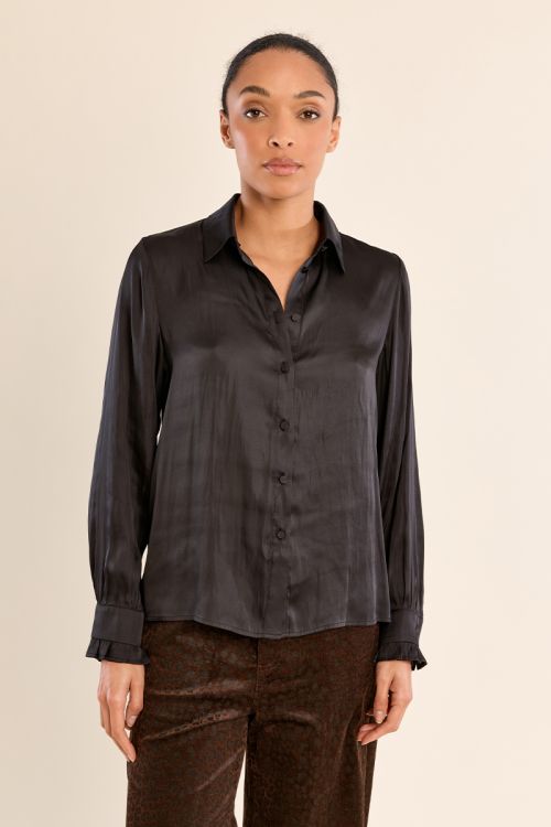 Camisa de manga larga satinada