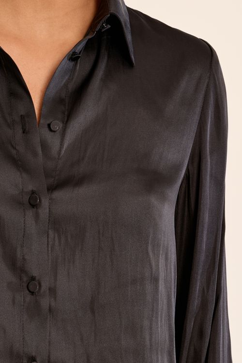 Camisa de manga larga satinada