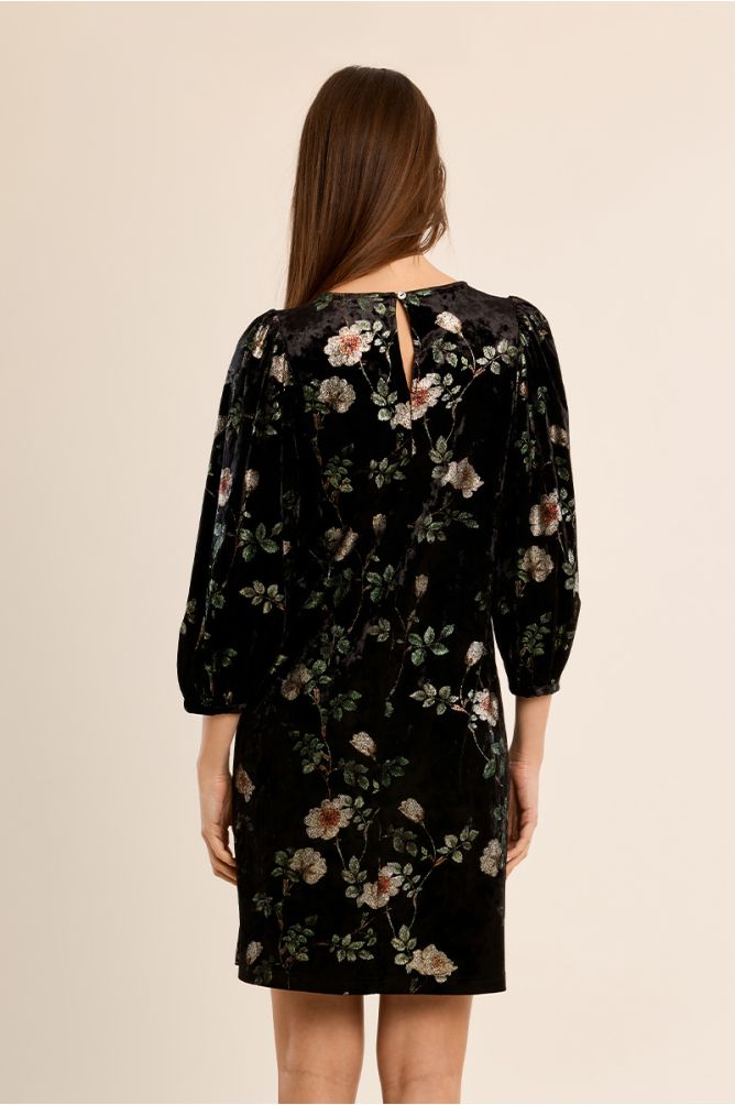 Velvet dress with balloon sleeves