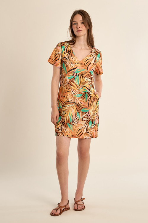 Short and straight printed dress