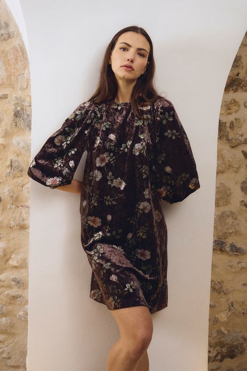 Robe en velours manches ballon