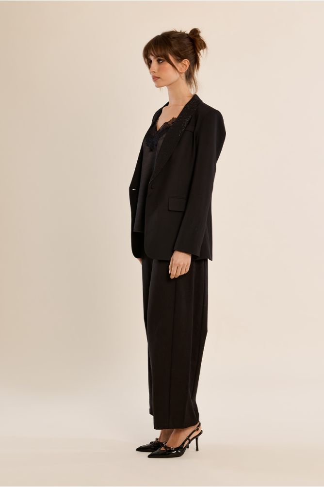 Blazer col tailleur à strass