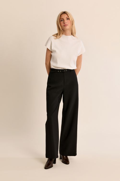 Wide leg trousers with belt