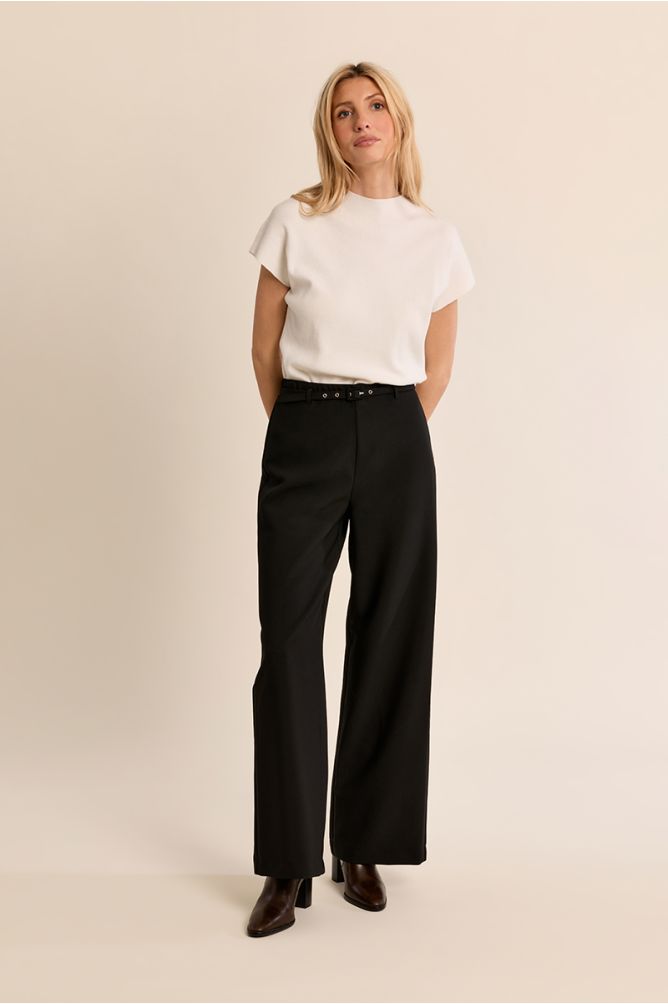 Wide leg trousers with belt