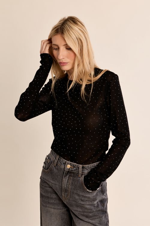 Top semi-transparent à pois