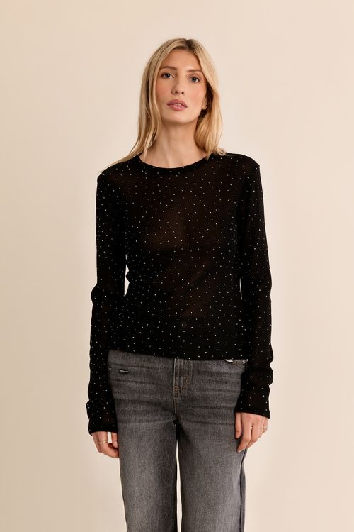 Top semi-transparent à pois