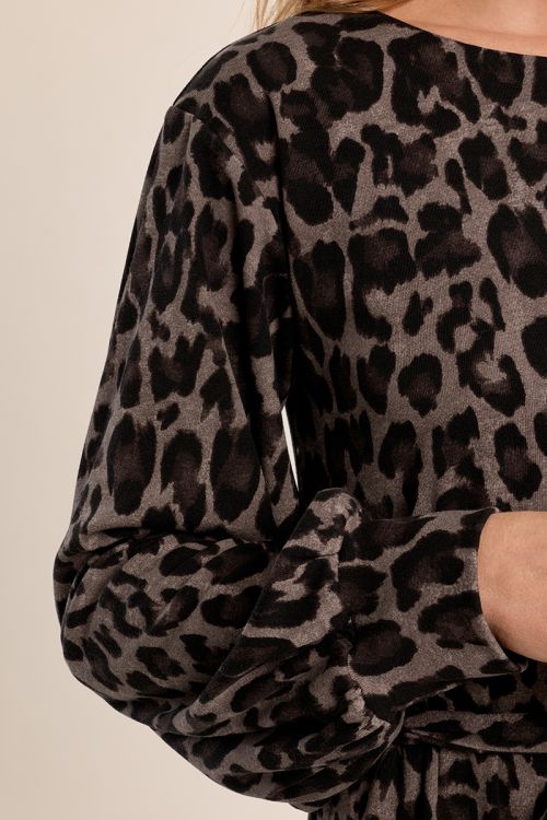 Vestido de manga larga con estampado y lazada