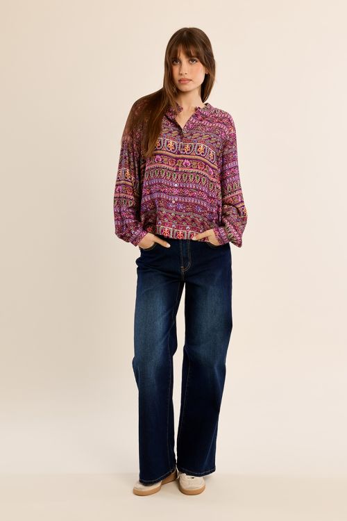 Mandarin collar blouse