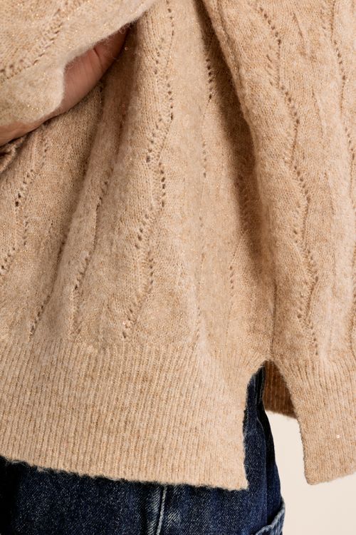 Pull en maille ajourée, col montant