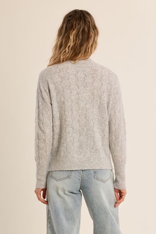 Pull en maille ajourée, col montant