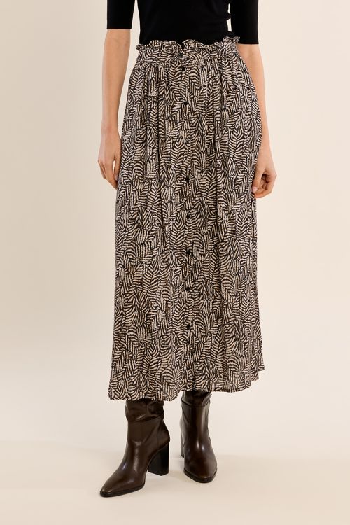 Long flared skirt with buttons