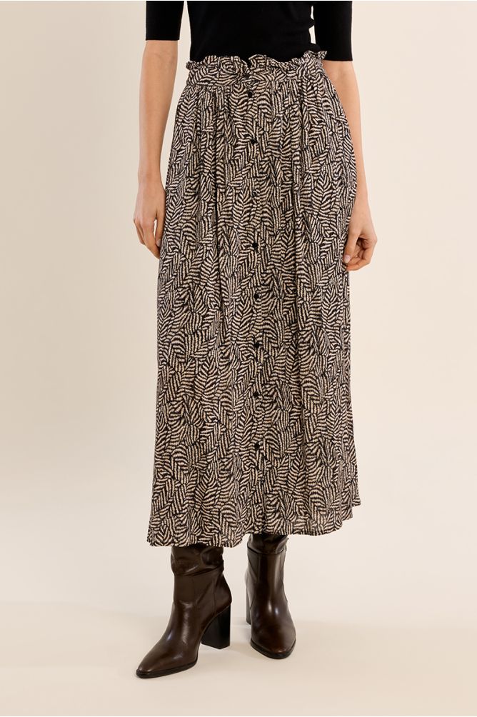 Long flared skirt with buttons
