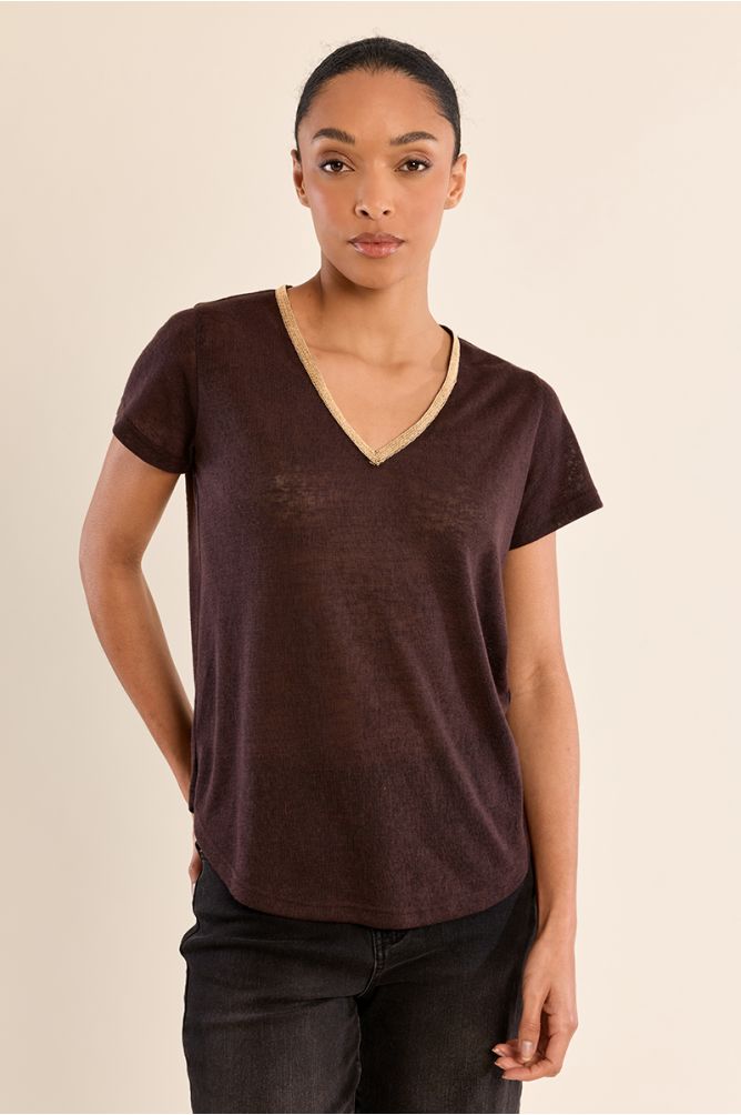 T-shirt encolure V irisée