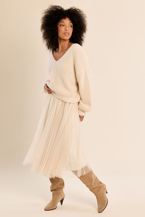 Jupe en tulle plissée à strass