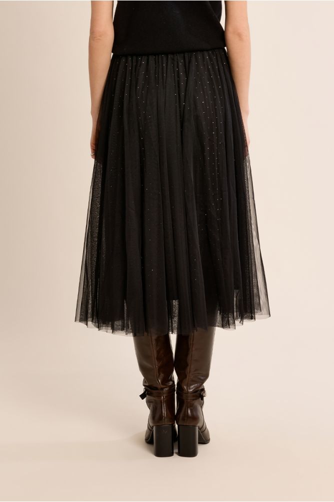 Pleated tulle skirt with rhinestones