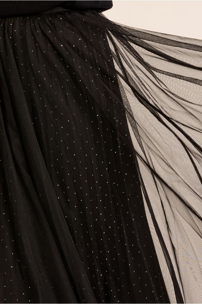 Pleated tulle skirt with rhinestones