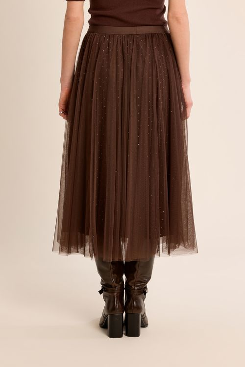 Pleated tulle skirt with rhinestones