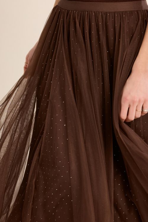 Pleated tulle skirt with rhinestones
