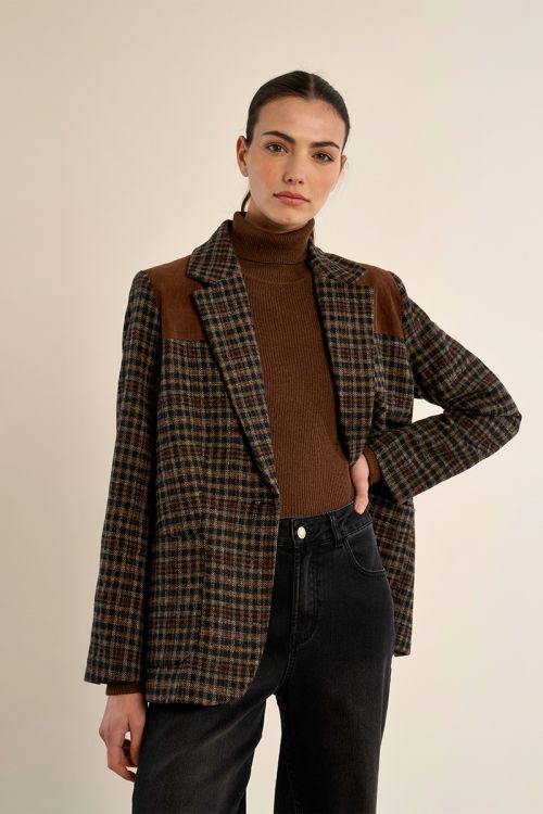 Blazer bimateriale a quadri - Molly Bracken