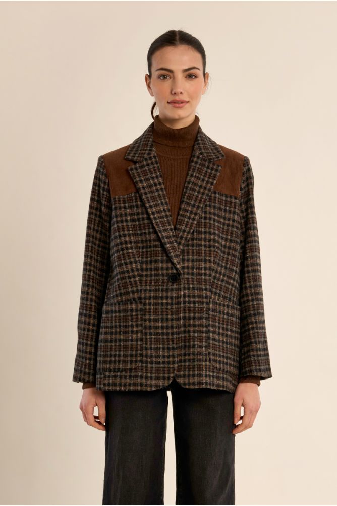 Blazer bimateriale a quadri - Molly Bracken