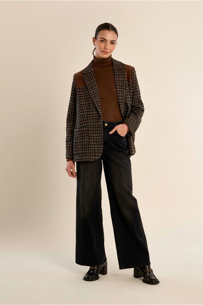 Blazer bimateriale a quadri - Molly Bracken