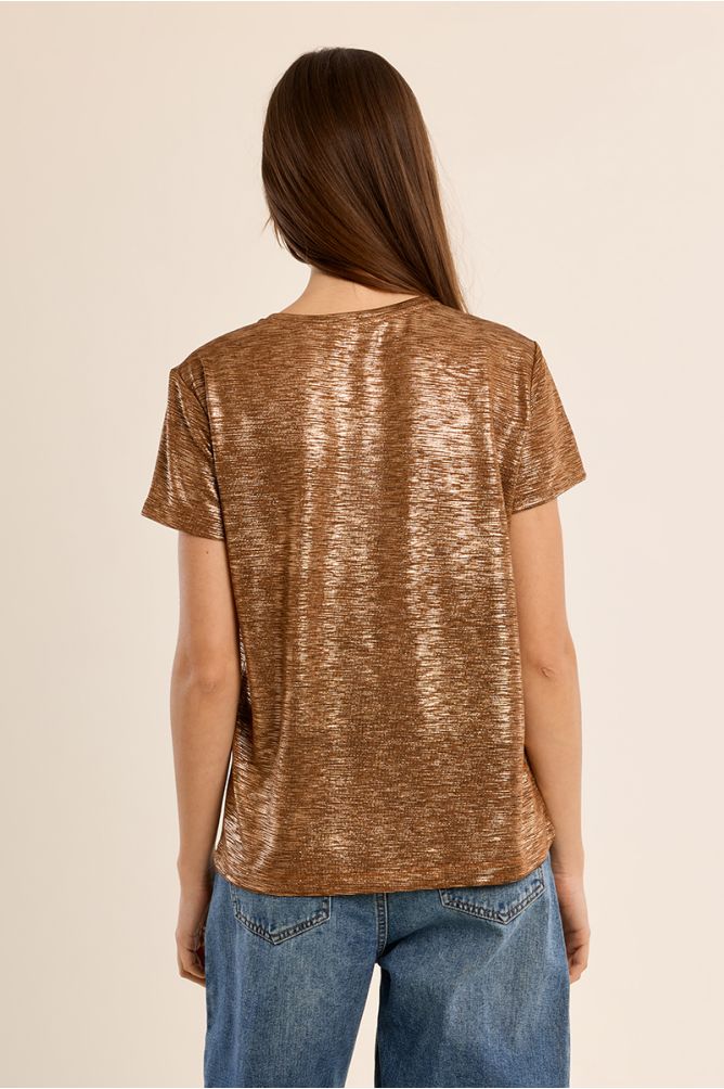 Camiseta de manga corta en tejido brillante