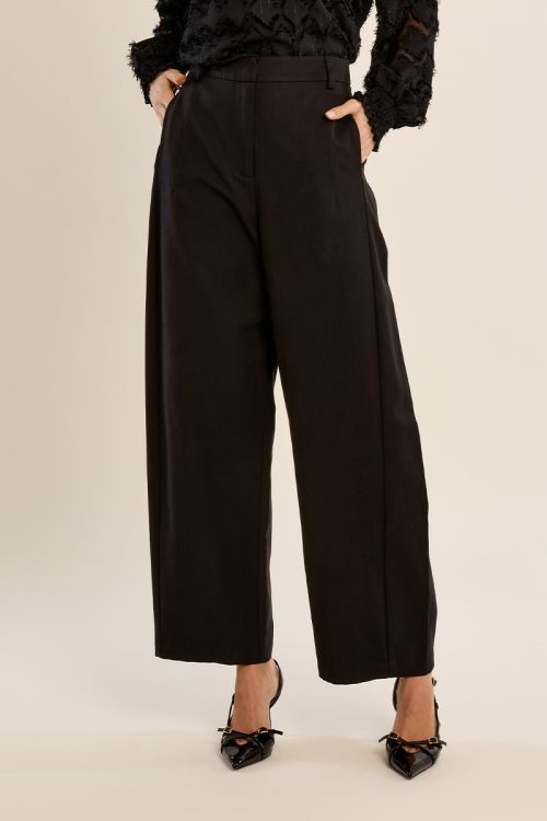 Wide leg pleated trousers