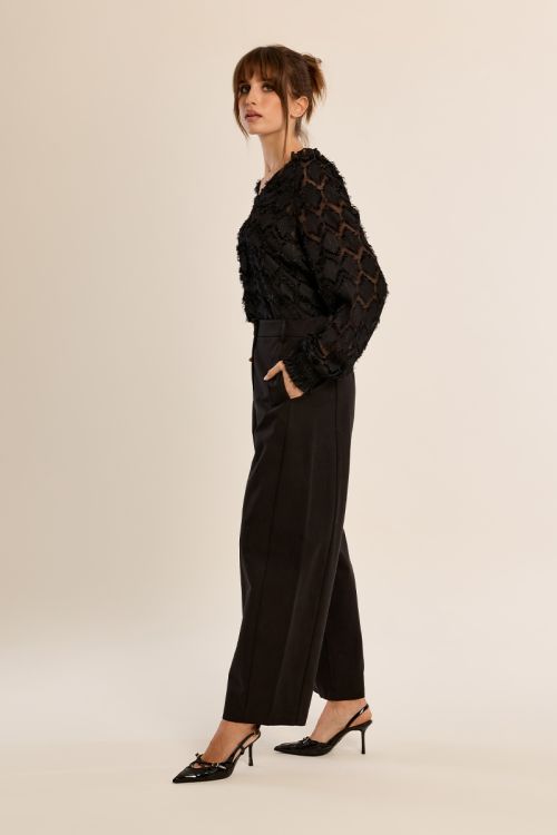 Wide leg pleated trousers
