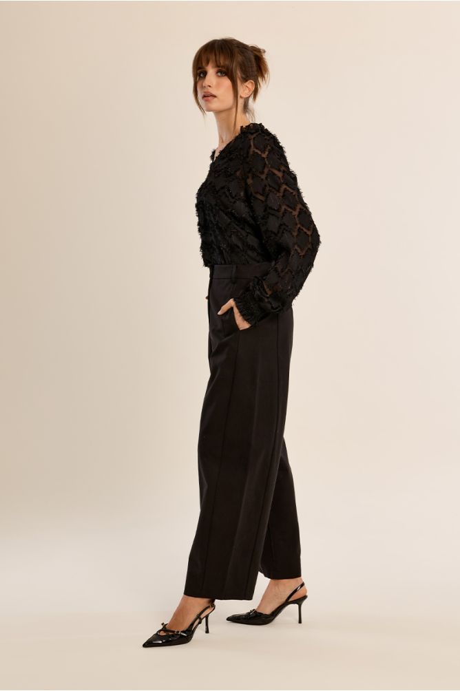 Wide leg pleated trousers