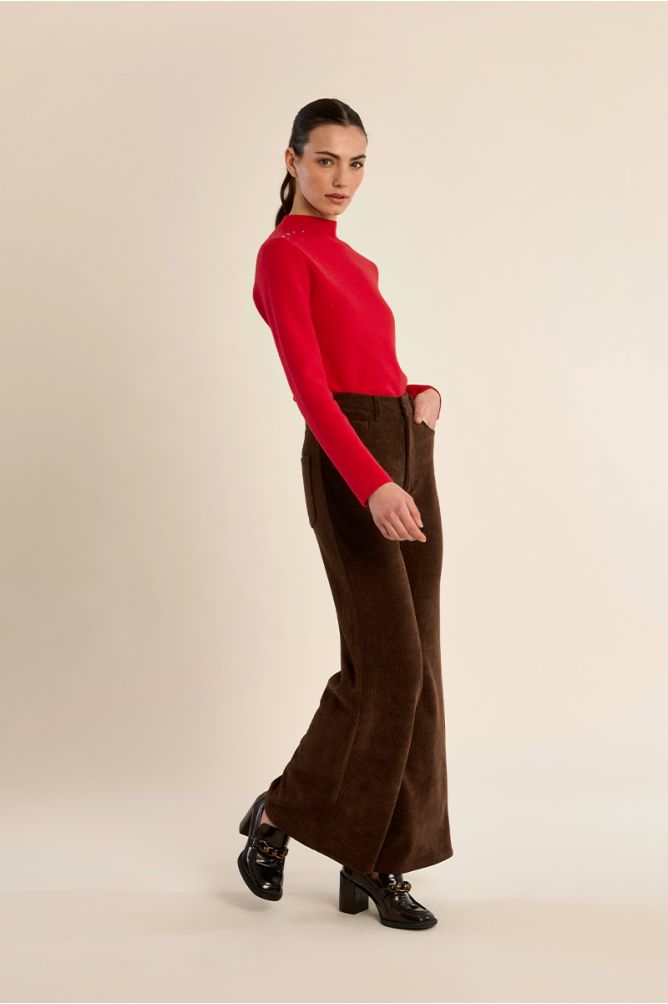 Pantalon évasé en velours côtelé