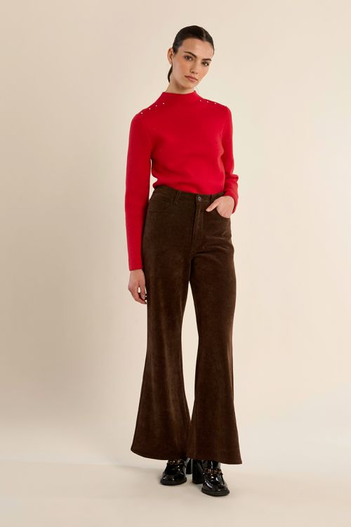Pantalon évasé en velours côtelé