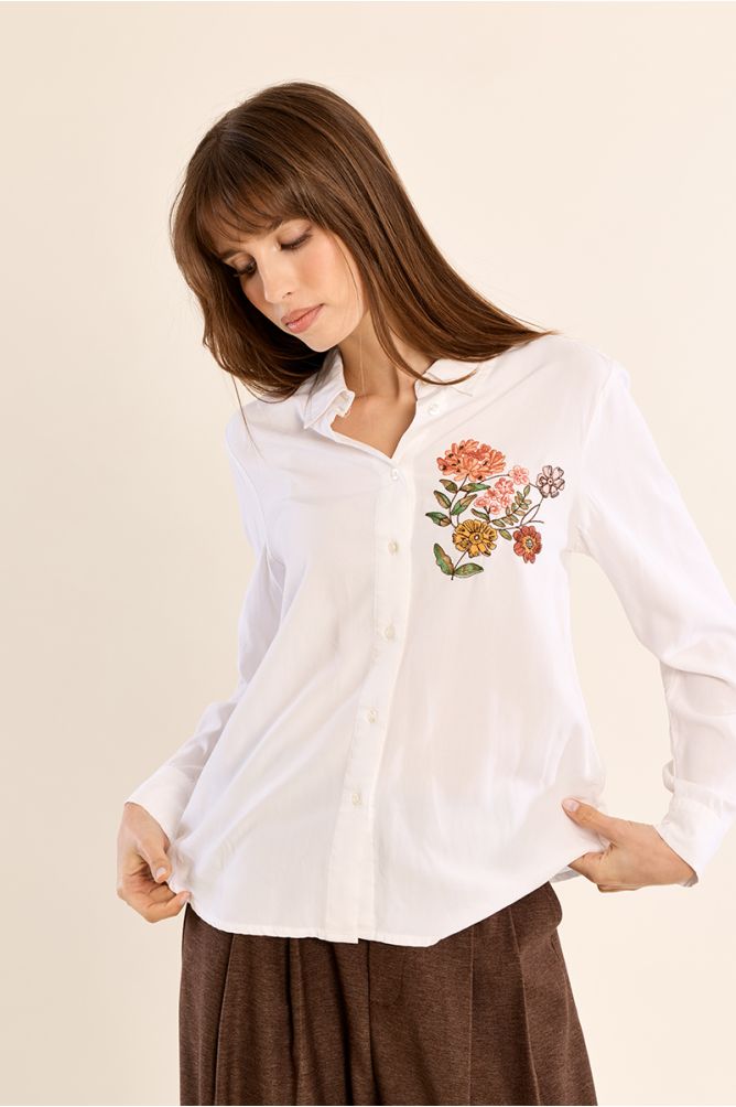 Camisa de manga larga detalle bordado