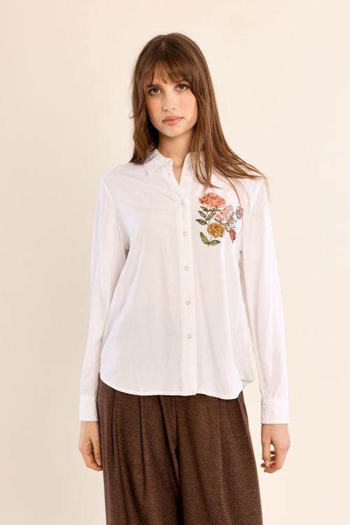 Camisa de manga larga detalle bordado