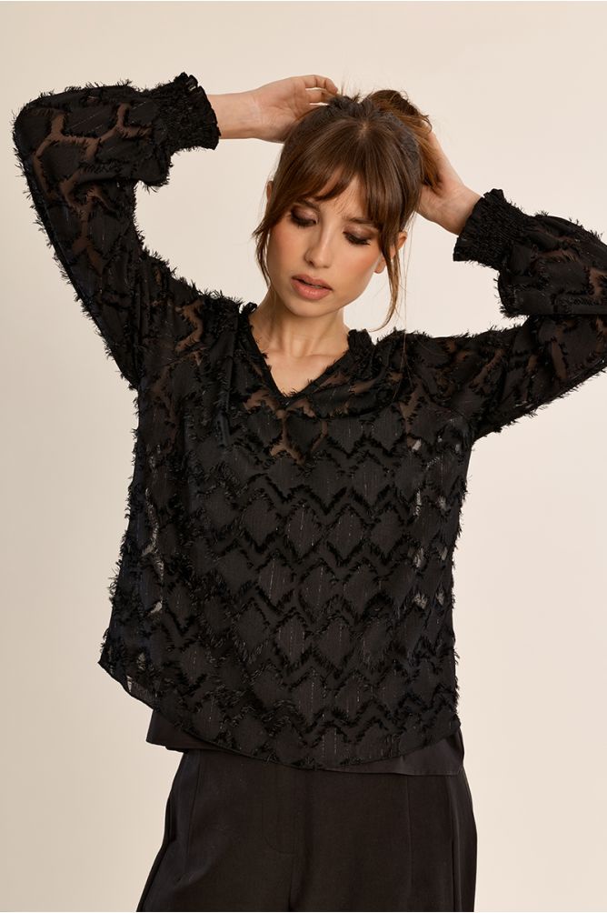 Blouse semi-transparente, col V
