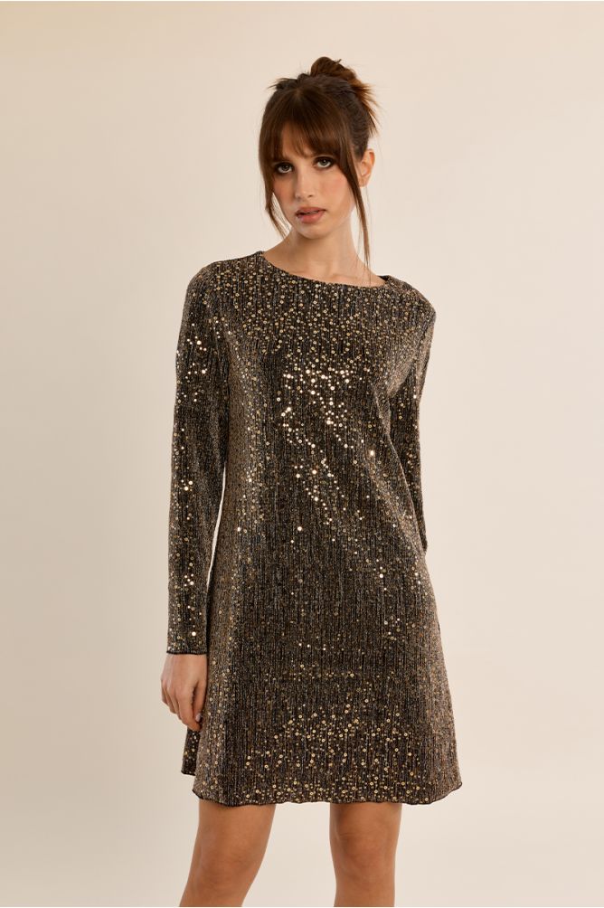 Robe courte évasée, ornée de strass