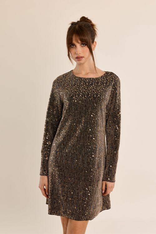Robe courte évasée, ornée de strass